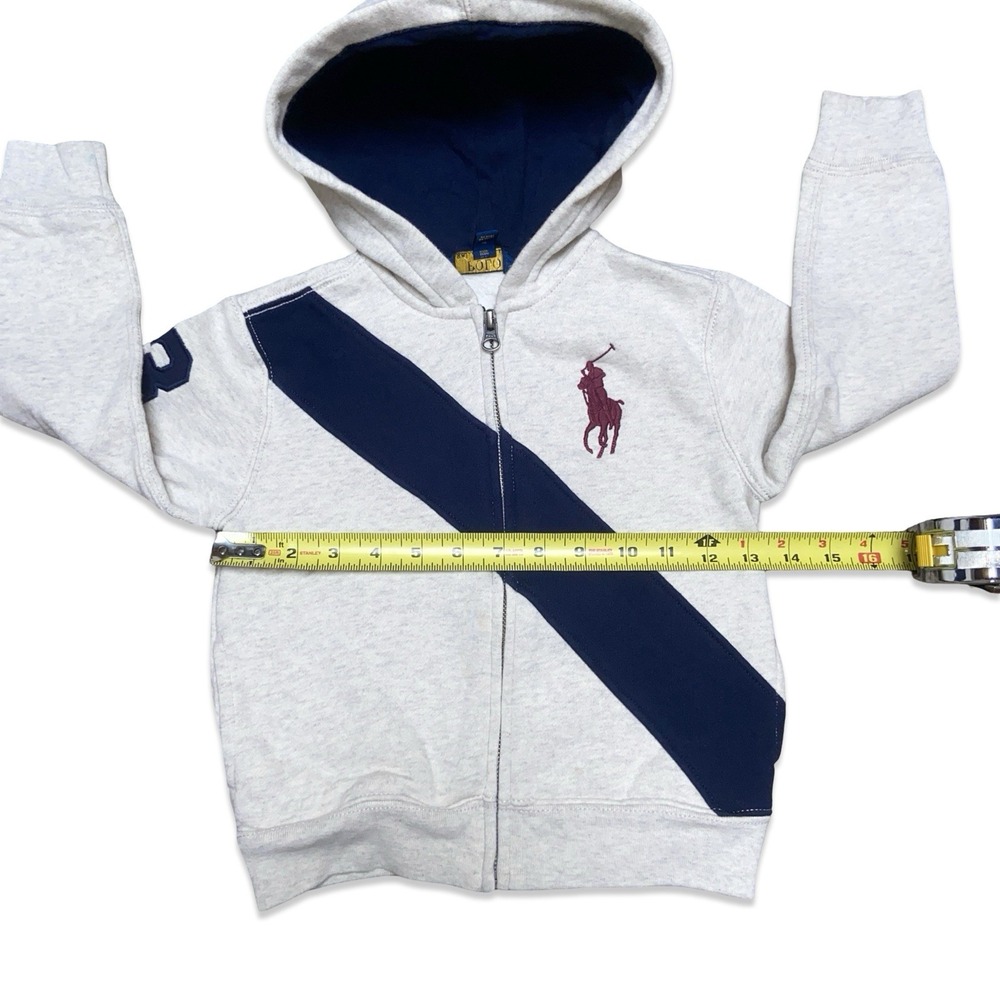 Polo Ralph Lauren Hoodie 4/4T Toddler Gray Full Zip Big Pony Logo Sweatshirt - Picture 5 of 8